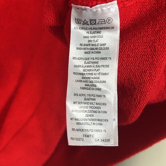 French Connection Sweater Womens S Red Cowl Neck Pullover Longline Cozy Classy - Picture 7 of 7